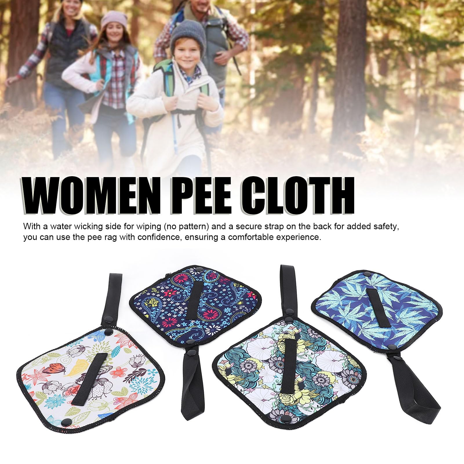 Pee Cloth for Women Hiking, 4PCS Washable Pee Rag Reusable Camping Toilet Paper Super Absorbent Female Urination Device Multifunctional Absorbent Wipes for Camping, Hiking, Travel