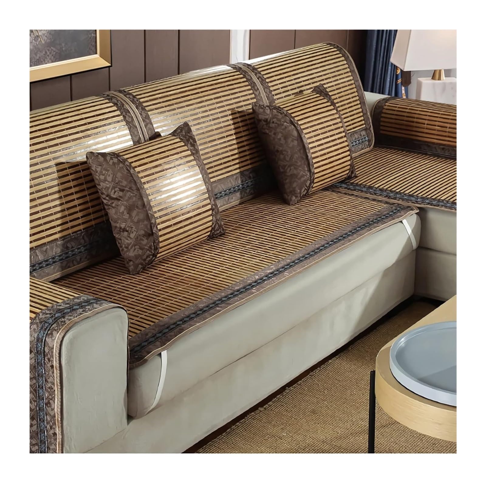 QCKNKMGG Cooling Bamboo Sofa Mat, Bamboo Sofa Mat, Cooling, Non-Slip, Breathable, Multiple Sizes(D,80 * 210cm)