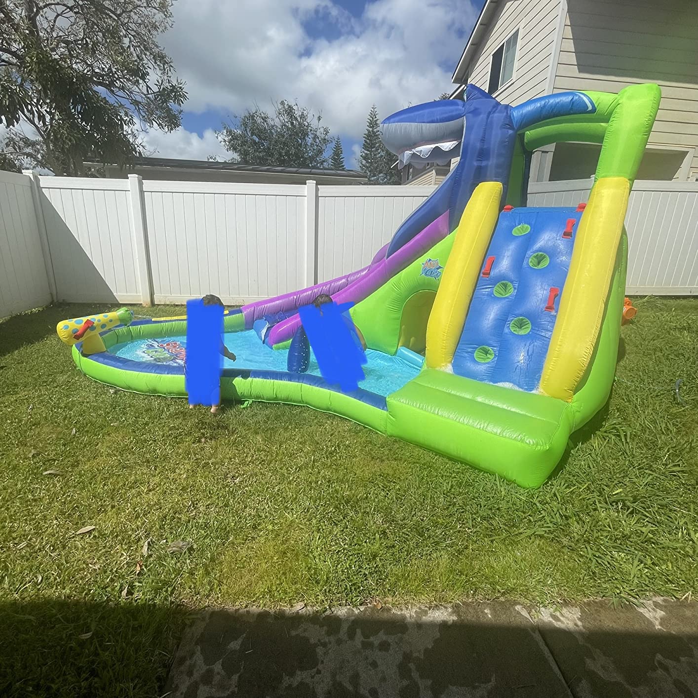 50/mo Finance ACTION AIR Inflatable WaterslideNO Blower Shark Bounce House for Kids, Wet and