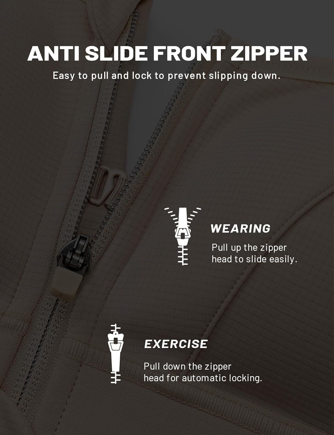 SYROKAN Womens' Sports Bra High Impact Support Zip Front Adjustable Large Bust Racerback Wirefree Padded - Image 4