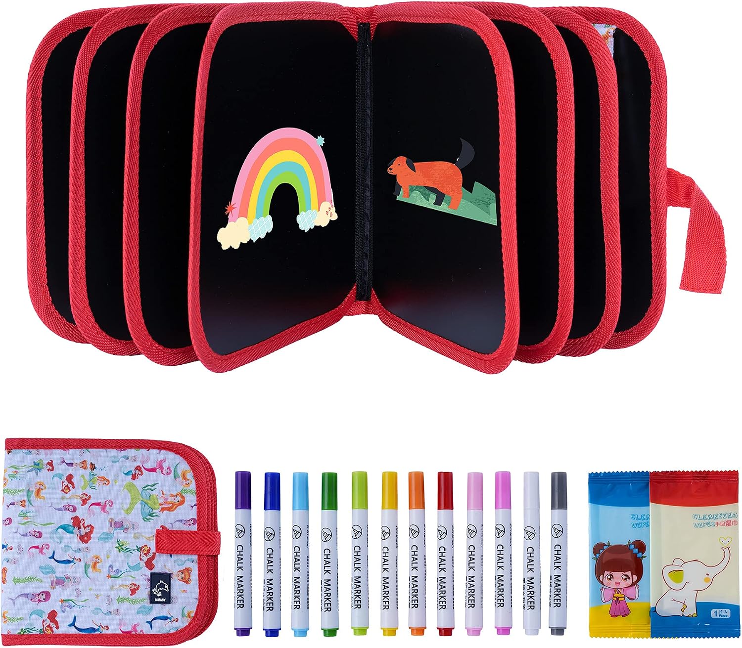 Erasable Doodle Books, Double-Sided Kids' Drawing Writing Boards with 12 Coloring Pens
