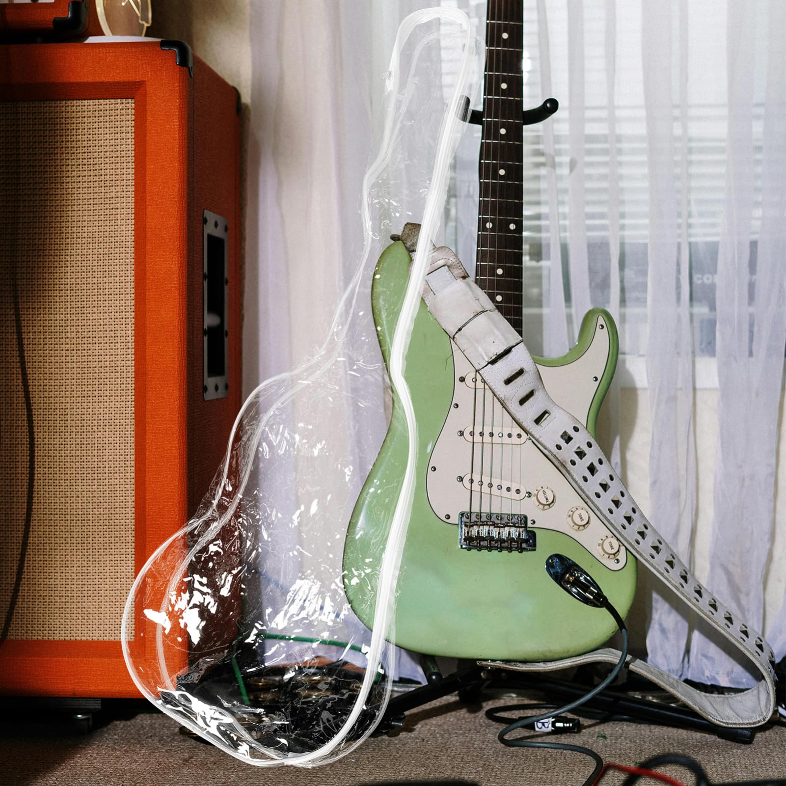 Funda Protectora para Guitarra Eléctrica Transparente, Pvc, 1 Pieza | Diseño Totalmente Sellado E, Protección Prolongada, Ligera y Portátil para Instrumento de Cuerda