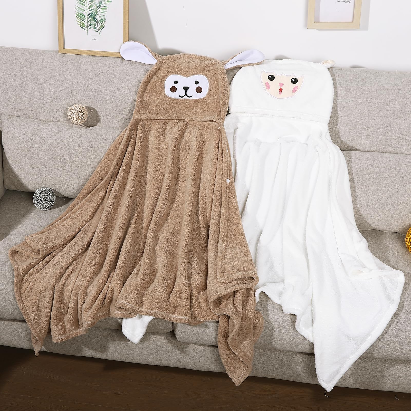 GSrenyu 2 Pcs Hooded Baby Towel Set, Ultra Soft Baby Towels Newborn with Hood, Toddler Bath Towel - Image 4