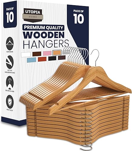 Miniatura 51 de Utopia Home Perchas de Madera Premium Paquete de 30 - Percha para Abrigos Duradera y Delgada - Perchas para Trajes con Gancho Giratorio de 360 Blanco