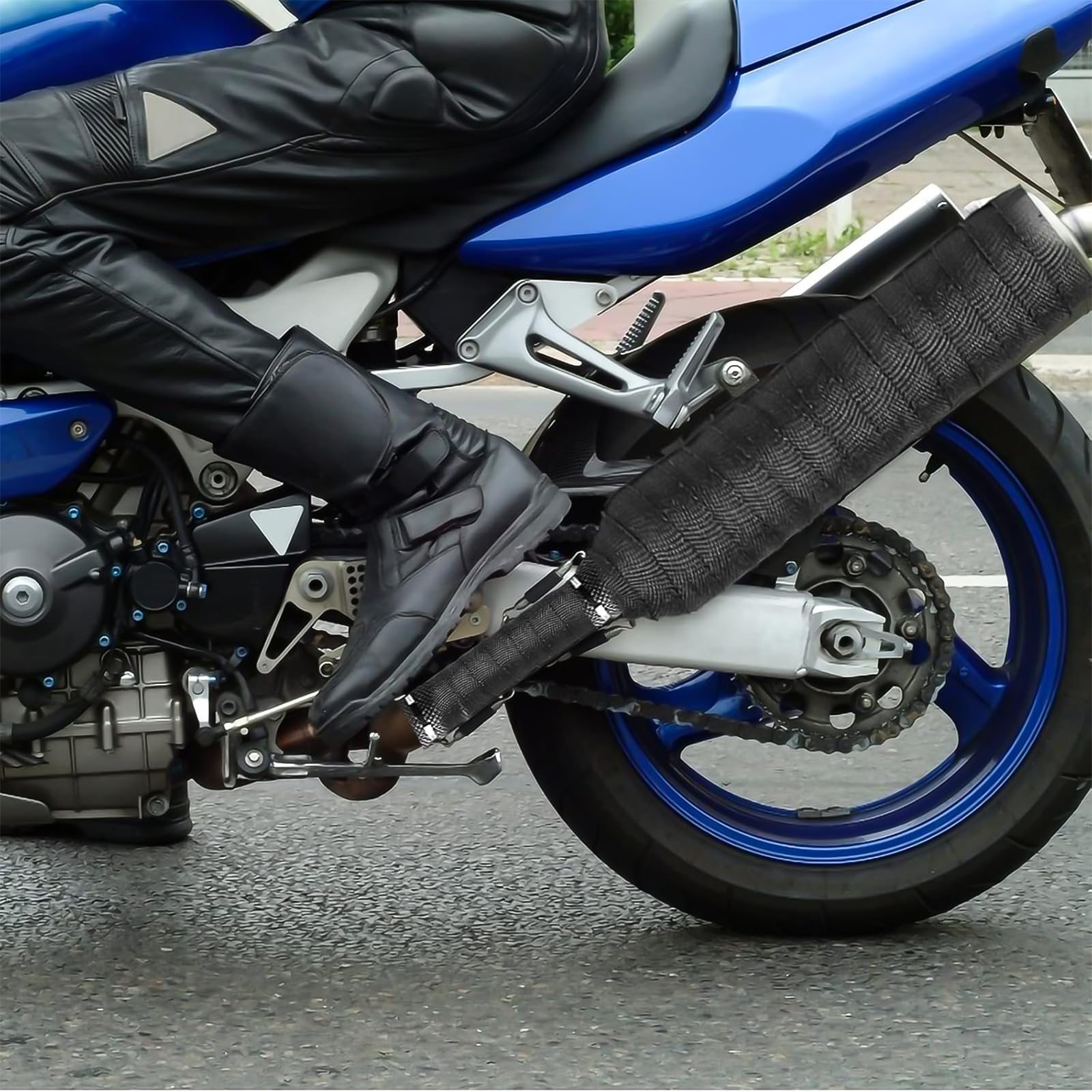 Benda Termica per Scarico Marmitta, 10 m Nero Nastro Termico Isolante in Fibra di Vetro con 10 Fascette in Acciaio Inox Bende Termiche Moto Per Tubo Scarico Moto e Automobile