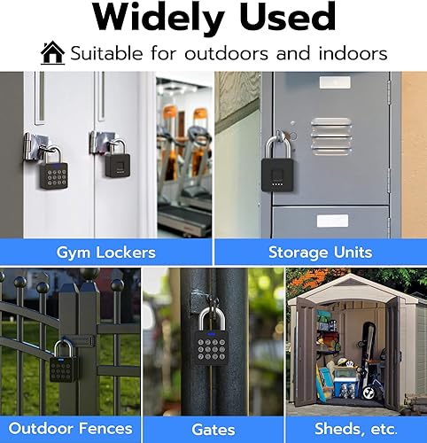Miniatura 9 de Anweller - Candado inteligente sin llave, con teclado de código, bloqueo biométrico de combinación de aplicación Bluetooth para armario, unidad de