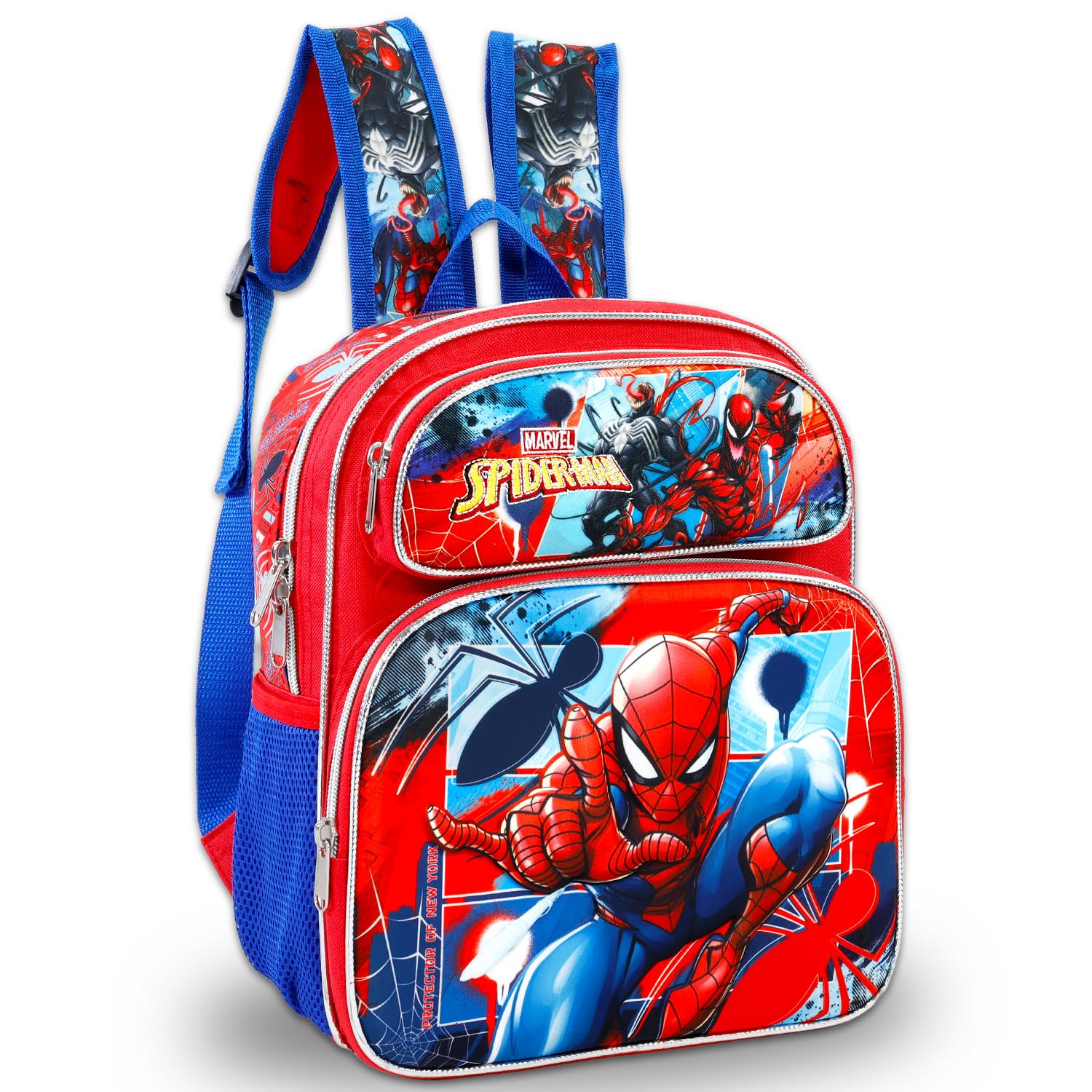 Marvel Spiderman, mini zaino per bambini – Bundle con supereroe 30,5 cm, borsa da scuola con bottiglia d'acqua, adesivi, molto altro | Borsa da viaggio per ragazzi Spiderman e Venom