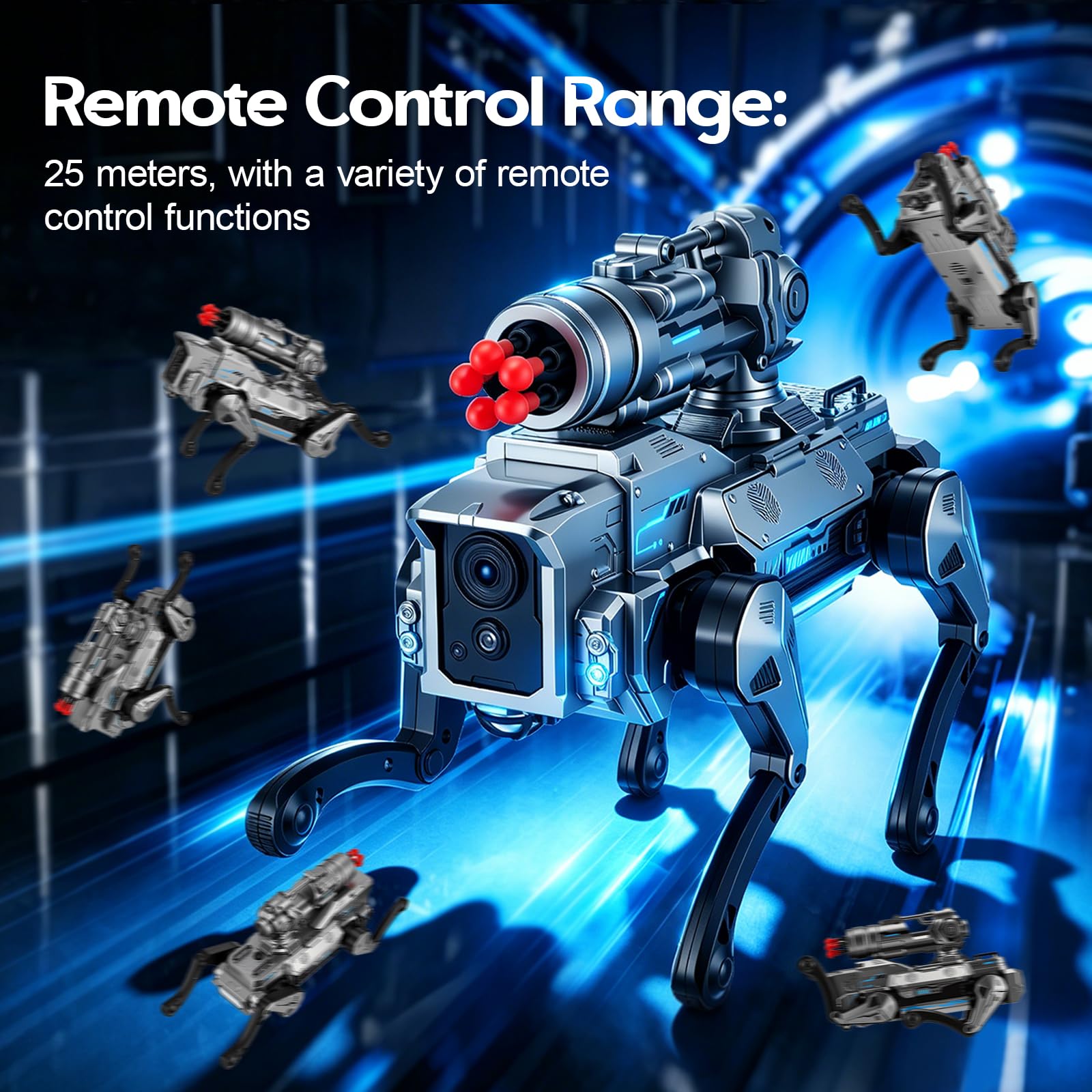 Chien Robot Télécommandé pour Enfants de 3 à 12 Ans, Chien Robot Intelligent avec Lanceur de Munitions Souples, Programmable, Danse, Musique, Interactif, Jouet Garçon Fille