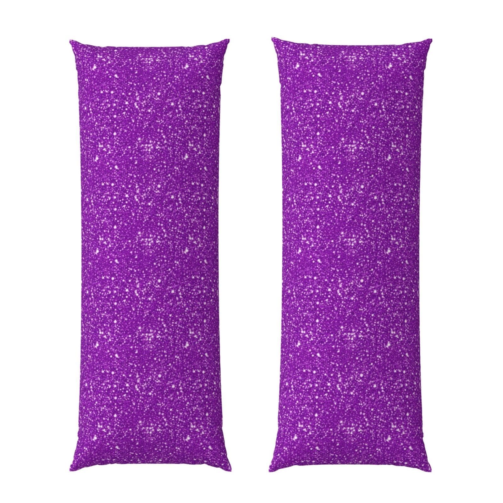 Pillowcase for Body Pillow 20x54, Purple Glitter Sparkle Pattern, Premium Soft Brushed Fabric with Hidden Zipper, Breathable Machine Washable Cover for Bed Sofa