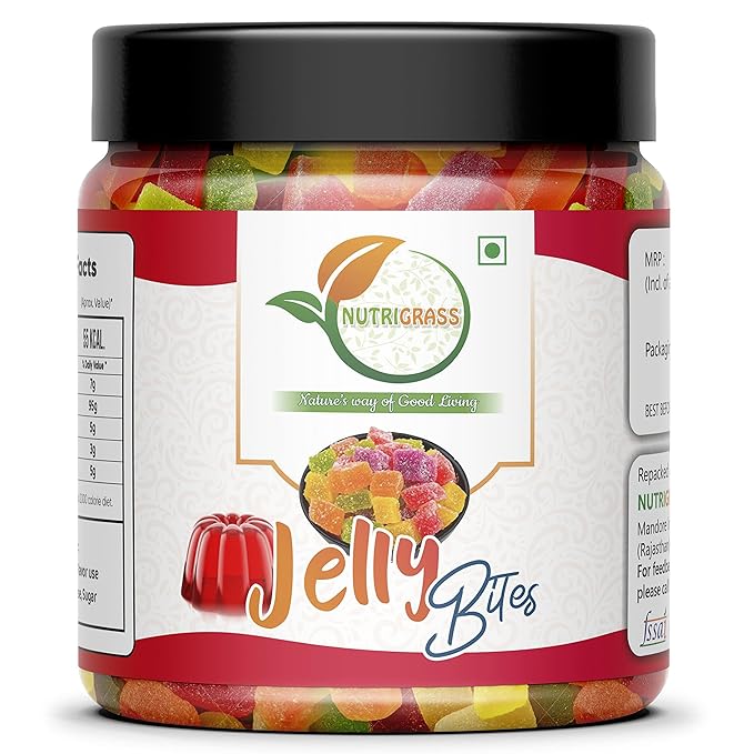 NUTRIGRASS Mixed Fruit Jelly Bites 400 gms, Sugar Coated Jelly Candy