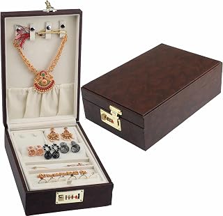 Box Queen Velvet Jewelry Box, Lockable Organizer with Removable Trays, Storage for Haaram, Earrings, Bangles, Necklaces & ... Price In India