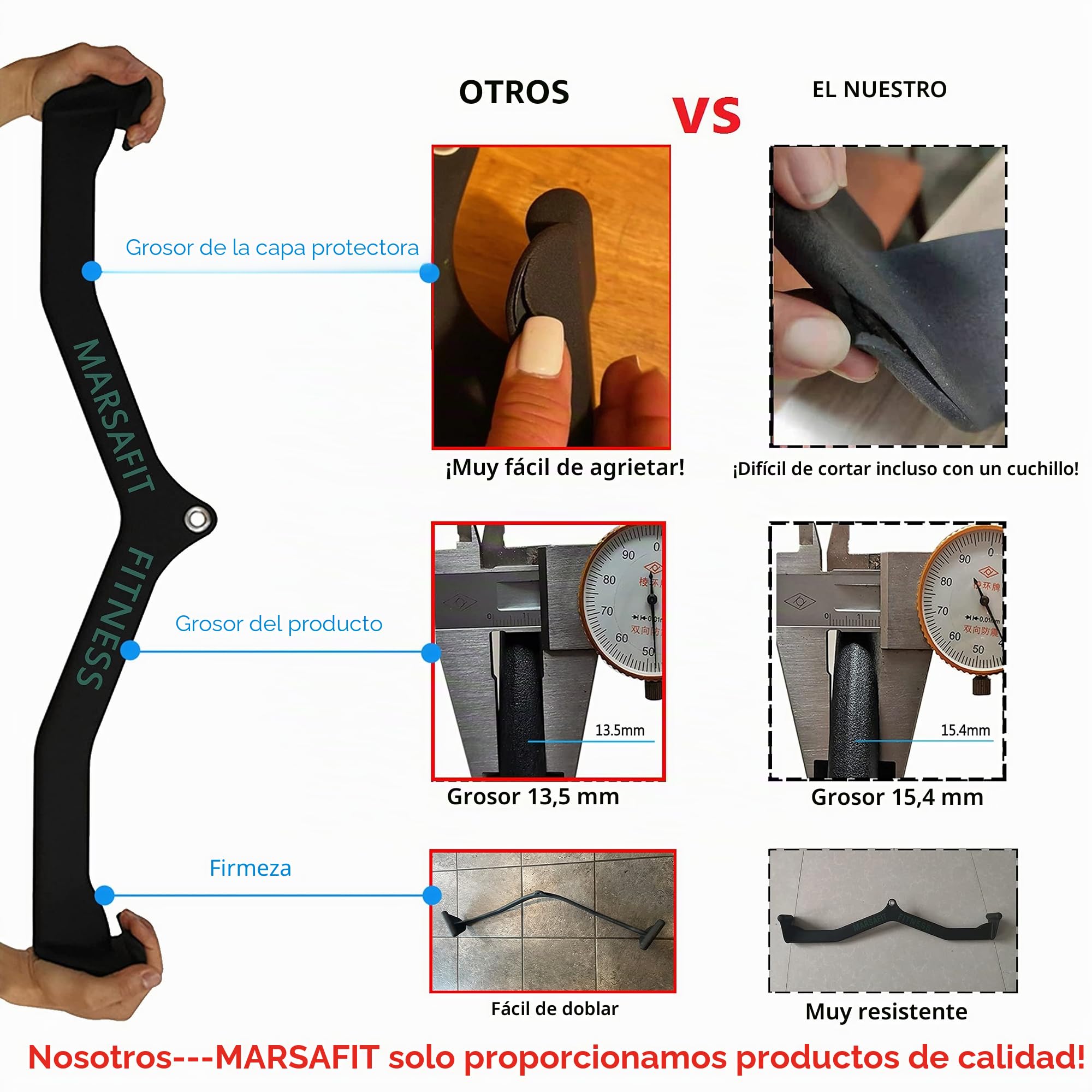 MARSAFIT Home Gym Fitness Remo T-Bar V-Bar Polea Cable Accesorios para Máquina de Bíceps, Tríceps Lat Barra de Tracción de Fuerza de Espalda Mango de Entrenamiento Pull Down