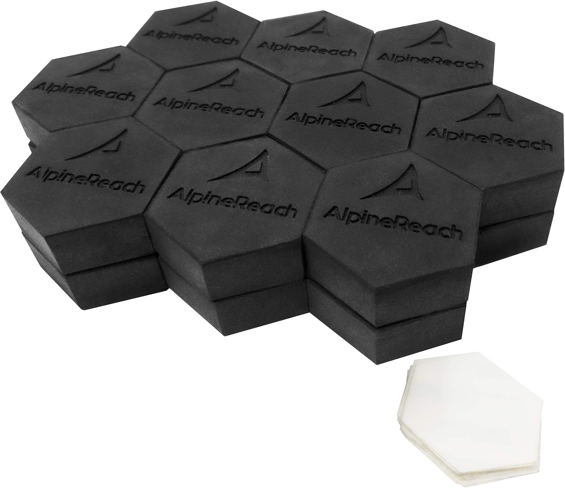 AlpineReach Extra Heavy Duty Pot Feet Risers 12 Pack Hexagons & Adhesive Pads - Protect Healthy Plants - Strong Invisible Supports Small Large Flower Planters Stability - Outdoor Lifter Toes Elevator