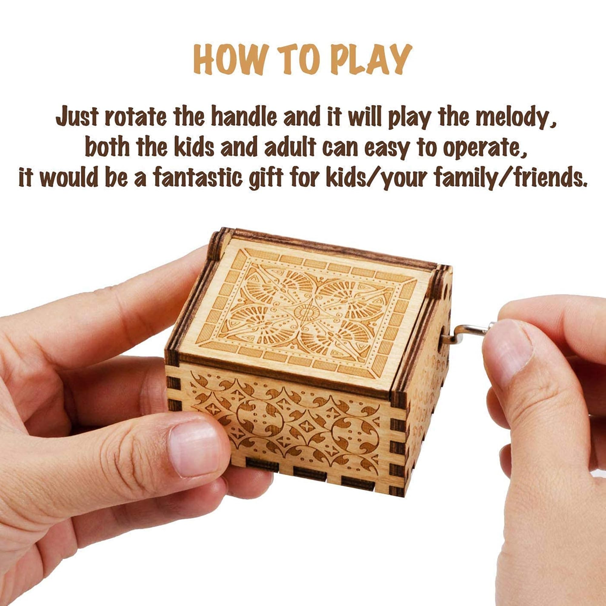 Augen Music Box Gift- Wooden Music Box, Laser Engraved Vintage Music Boxes Birthday/Valentine's Day Gift Harry Wizard (Mini 12), Music 2