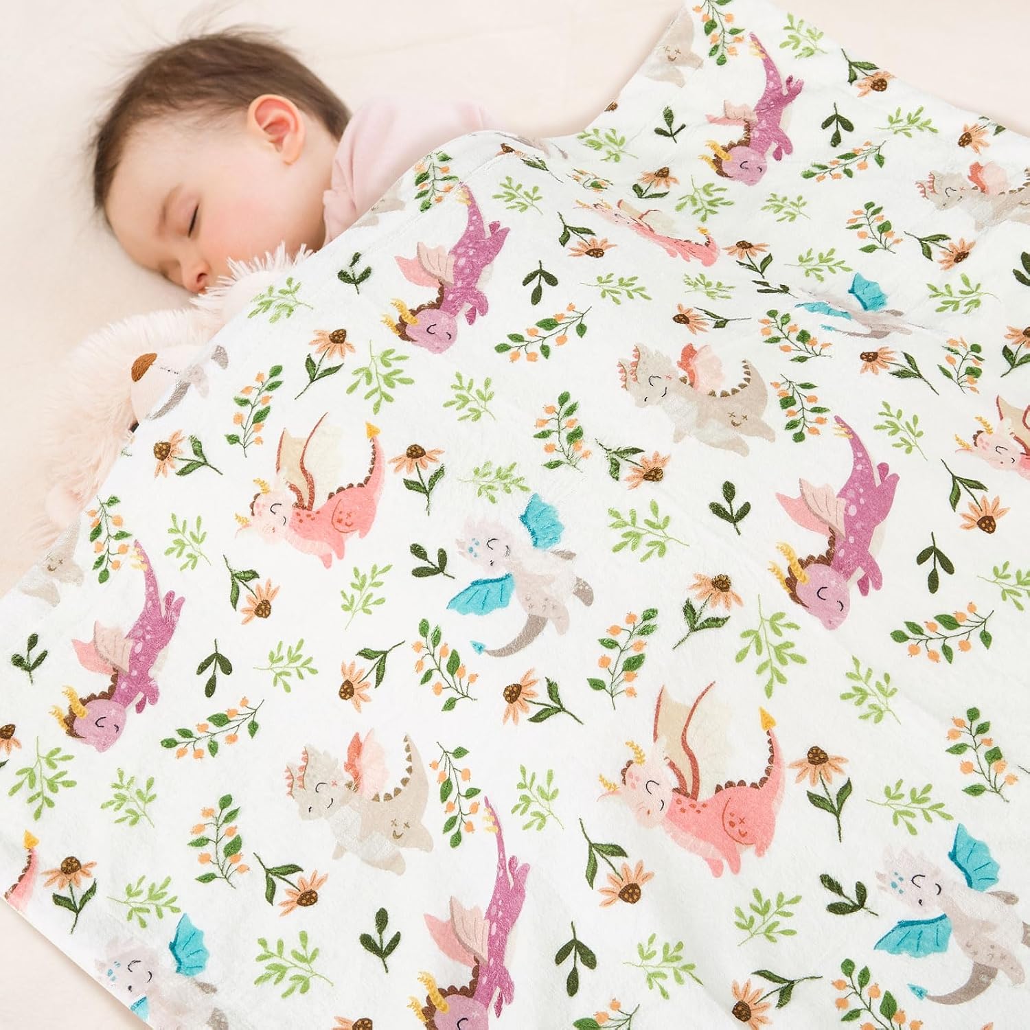 Dragon Baby Blanket for Boys Girls Soft Fleece Minky Blanket with Dotted Backing Double Layer Newborn Toddler Blankie for Nursery Stroller Crib Gift to Son Nephew Grandson 26.5 * 40 Inches