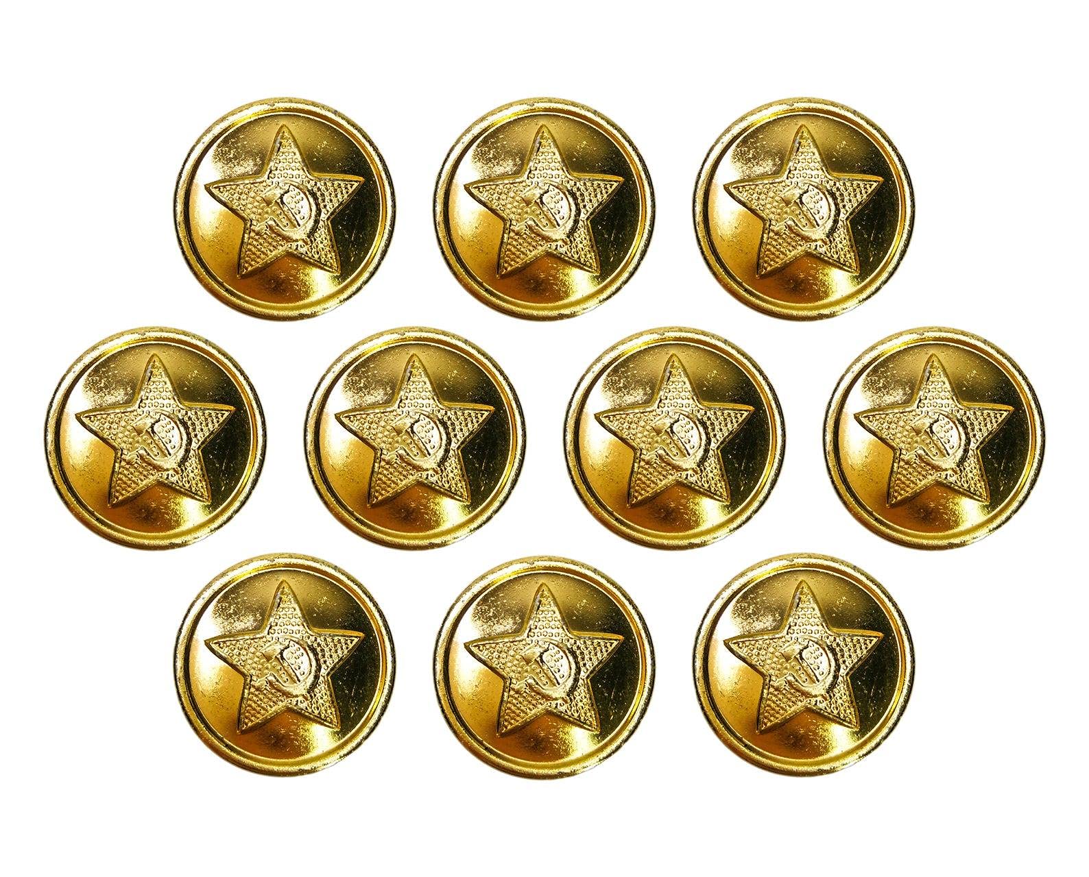 Boutons dorés uniformes soviétiques 22 mm mercerie rétro pour manteau militaire et déguisement