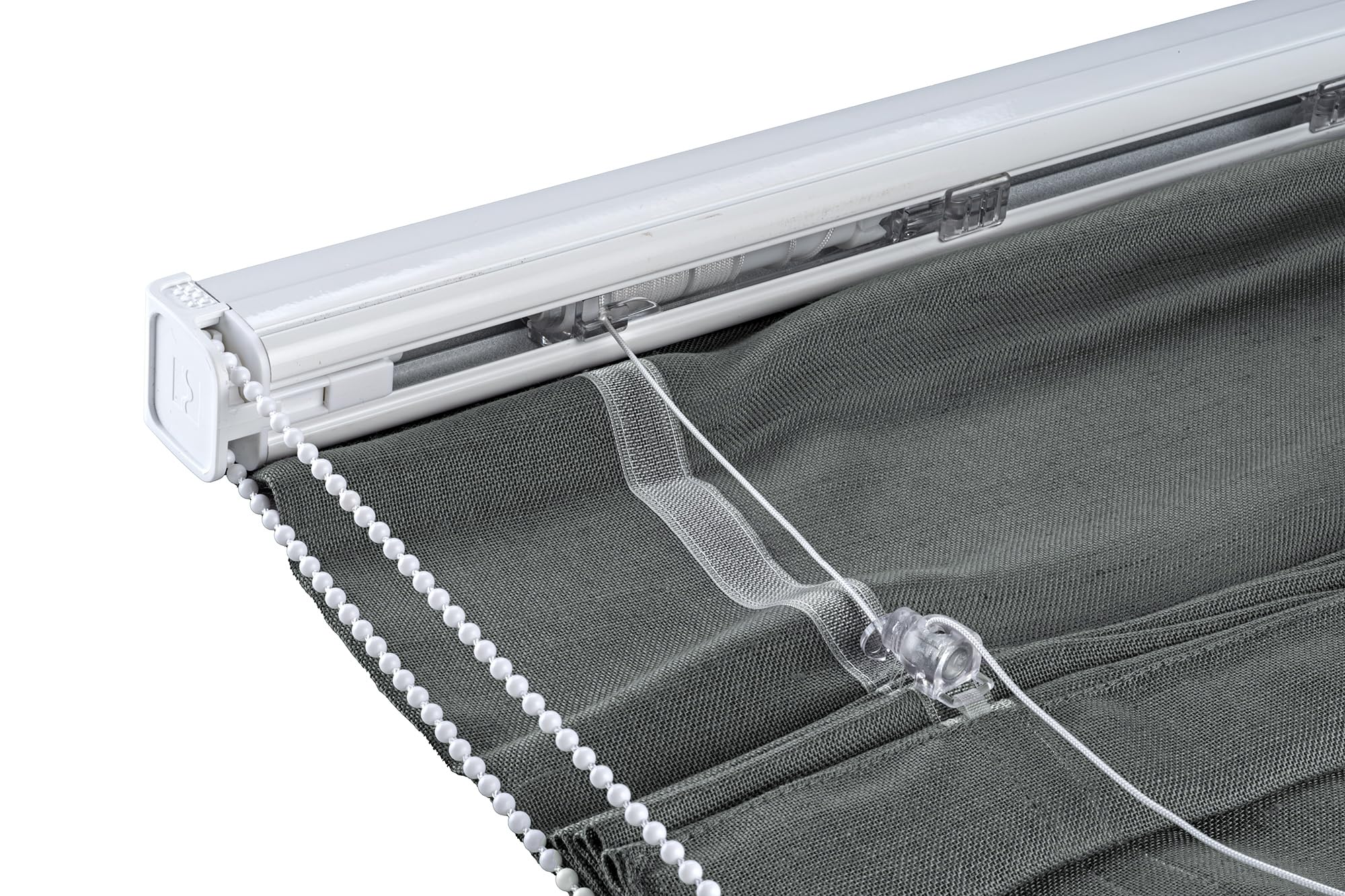 Estore Pieghevole Senza Aste in Lino Grigio 90 x 175 cm
