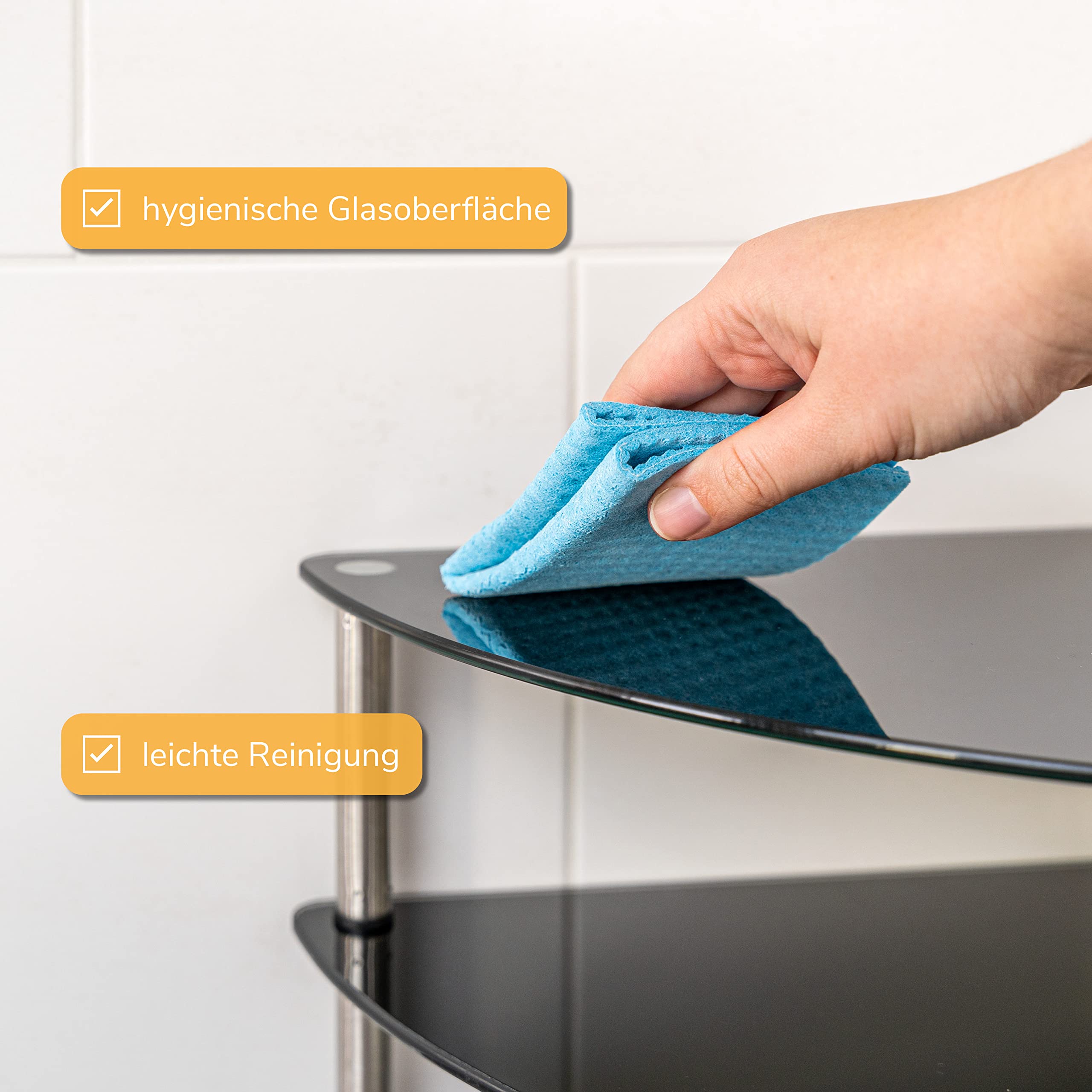 Mensola Angolare In Vetro Bremermann – 2 Ripiani, 28x21x28 Cm, Bianco, Per Cucina, Bagno E Armadietto
