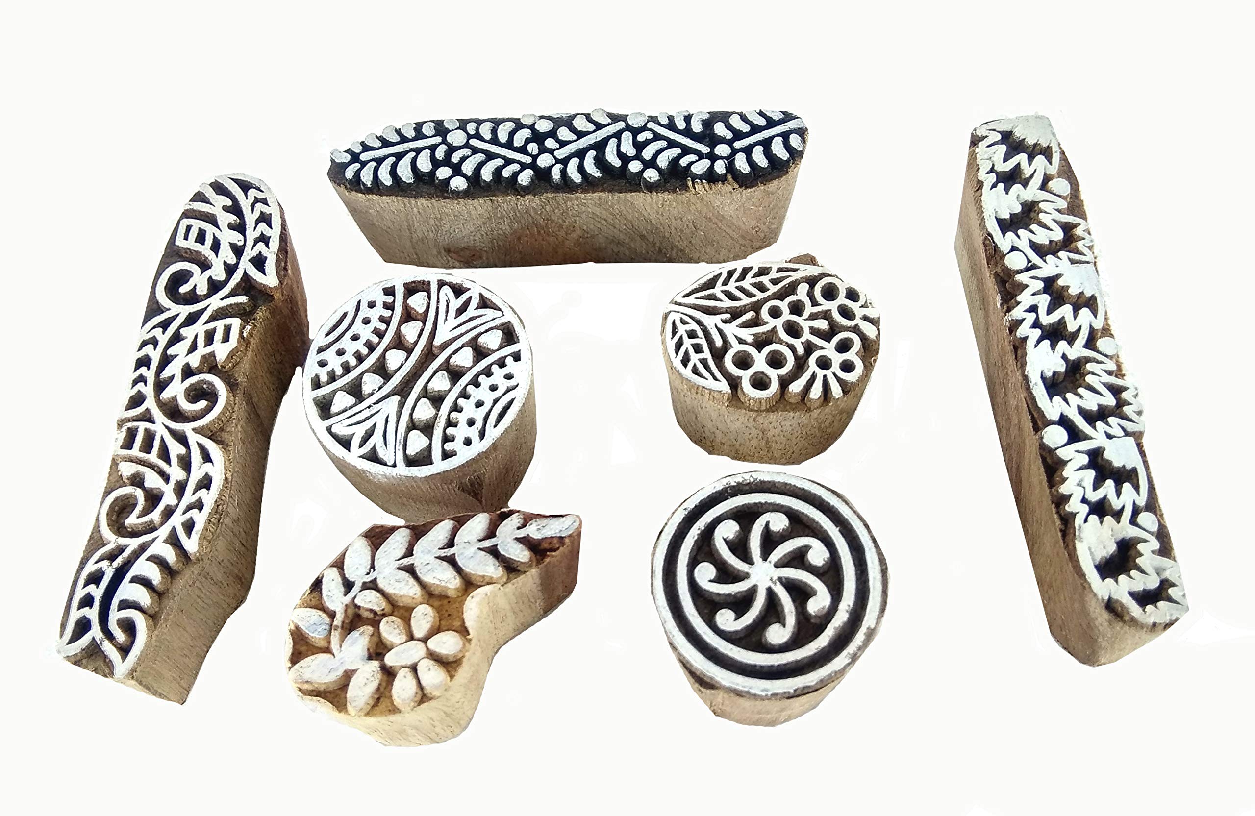 Rastogi Handicrafts Drewniane klocki do drukowania ręcznie rzeźbione do drukowania tkanin, ceramiki, rękodzieła, tatuażu ciała, scrapbookingu nadruk drewniana pieczątka wykonana z drewna (Design_B)