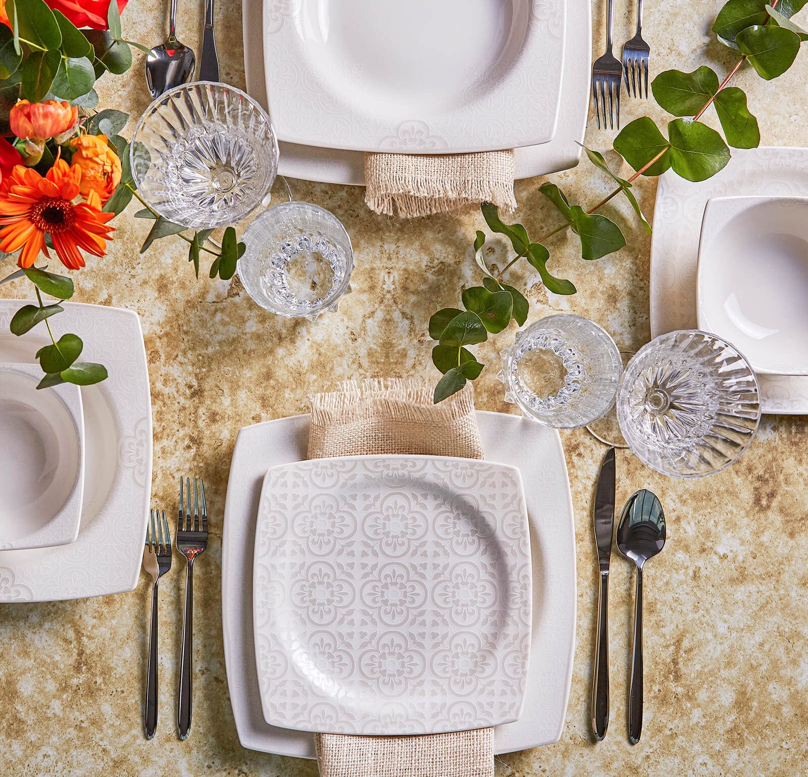 Karaca Forever Bone Artiste – Service 53 Pièces Porcelaine Blanc 12 Personnes + Accessoires