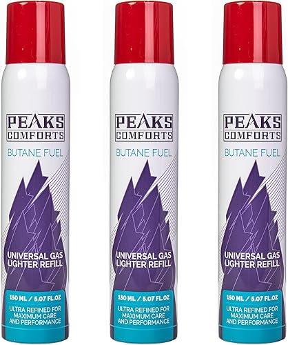 PEAKS COMFORTS Combustible de butano, recambio de butano para antorcha Kicthen, 5.1 fl oz, paquete de 3
