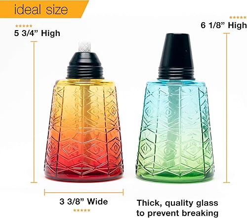 Vista 2 de Elegantes antorchas de cristal para tu mesa o patio con muchos colores para elegir. Juego de 3 linternas (Crimson Sunset)