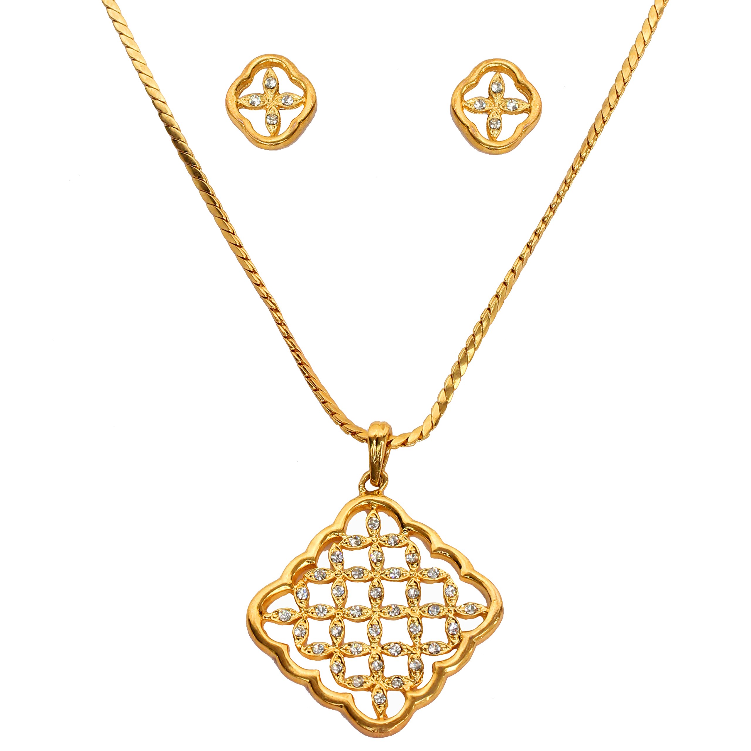 Indian Bollywood Gorgeous Traditional Bridal Designer Jewelry Pendant Set In Gold And Silver Tone For Women.