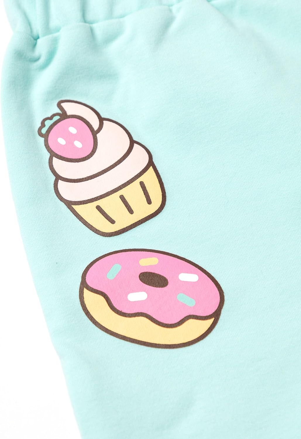 Pusheen the Cat Girls Grey T-Shirt and Shorts Set | Mint Green Graphic Tee with Elasticated Waistband - Image 6