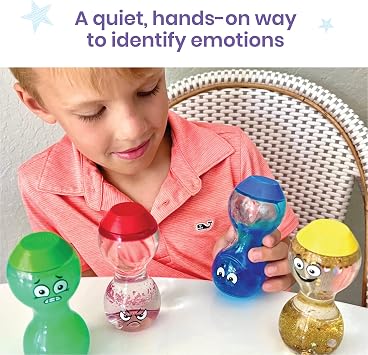 hand2mind Express Your Feelings Sensory Bottles-Primary Emotions | Toddler Sensory Toys, Quiet Fidgets for Classroom, Calm Down Corner Supplies, Social Emotional Learning, Mindfulness for Kids
