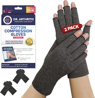 Doctor Developed Arthritis Gloves Without Fingertips Carpal Tunnel Compression Gloves For Swelling & Arthritis with Handbook, 2 Pairs XL