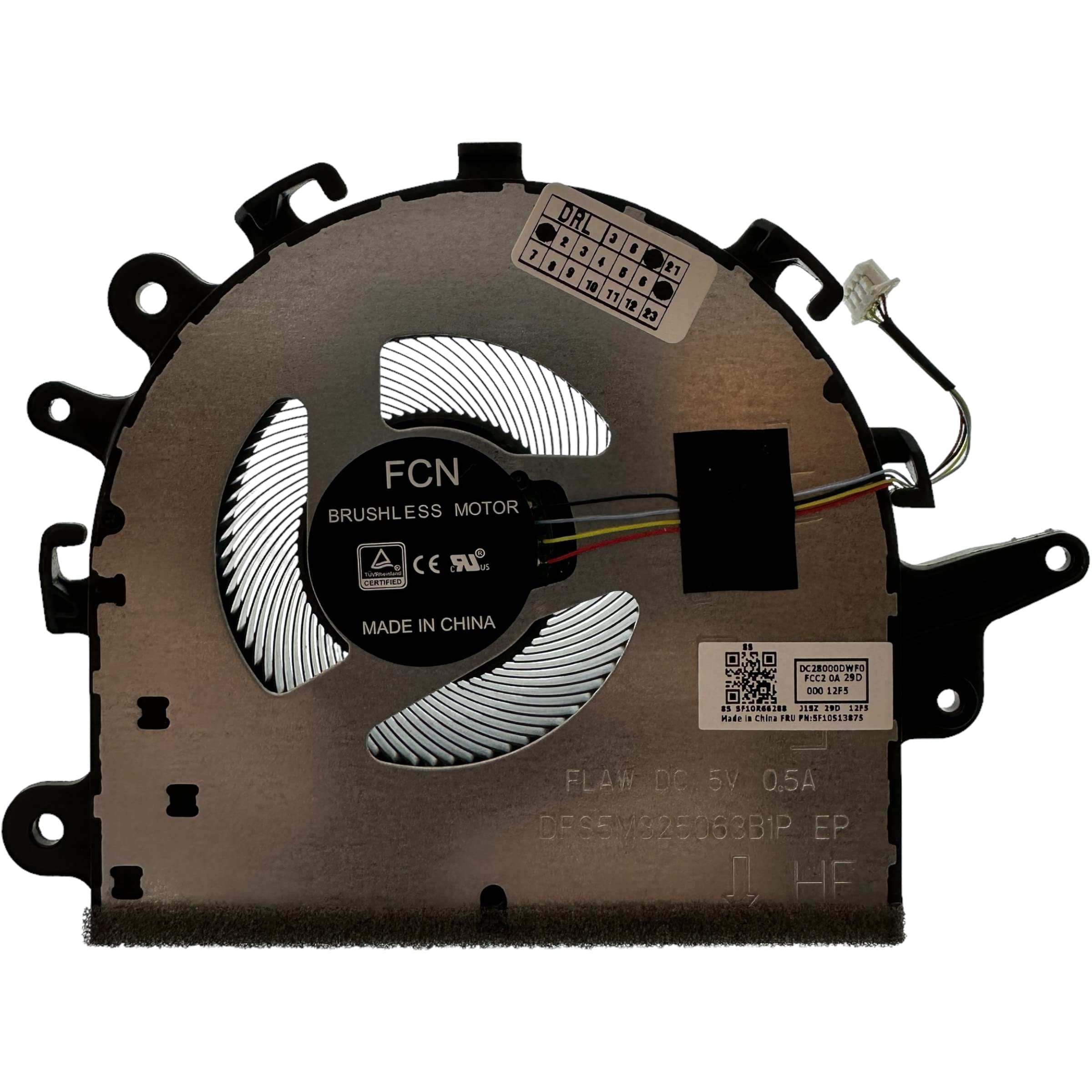 CPU-Lüfter kompatibel für Lenovo V15-ADA, V15-IIL, V15-IKB, V15-IWL, IdeaPad S145-15API, S145-15AST, S145-15IIL, S145-15IKB, S145-15IWL, NP: DC28000DWF0, DFS5M325063B1P