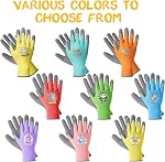 COOLJOB 3 Pairs Kids Gardening Gloves, Rubber Coated Palm, Age 6-8, Size M | For Toddlers & Boys, Grippy Palm, Red Green Blue, Flexible for Outdoor Gardening Work