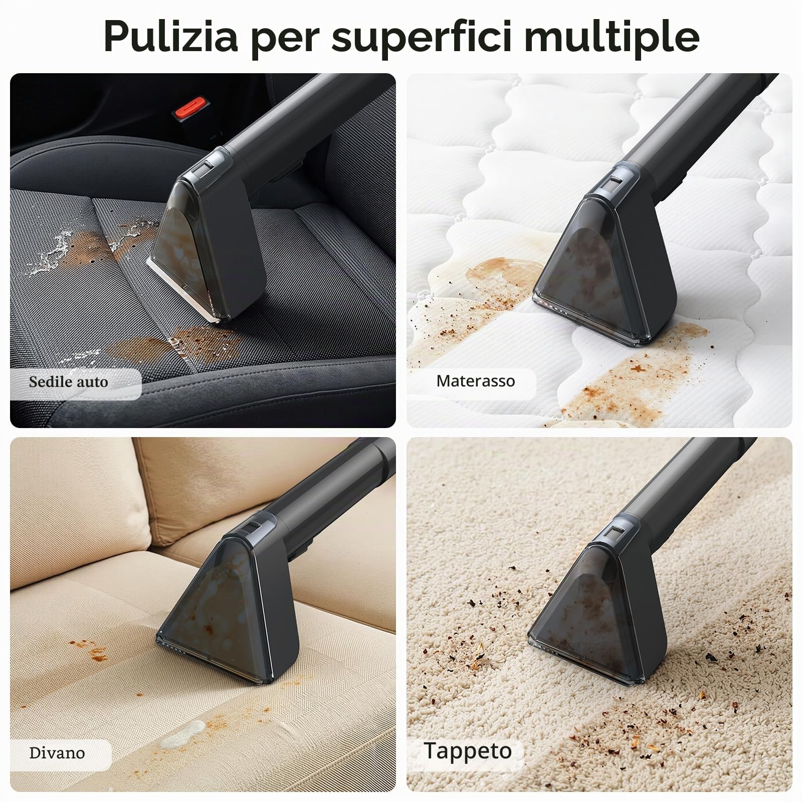 Lubluelu Aspirapolvere bagnato per tappezzeria, dispositivo 18 kPa, 1400 W, pulitore per tappeti, aspirapolvere con riscaldamento rapido a 35-60 °C e autopulente, pulitore portatile per tappeti