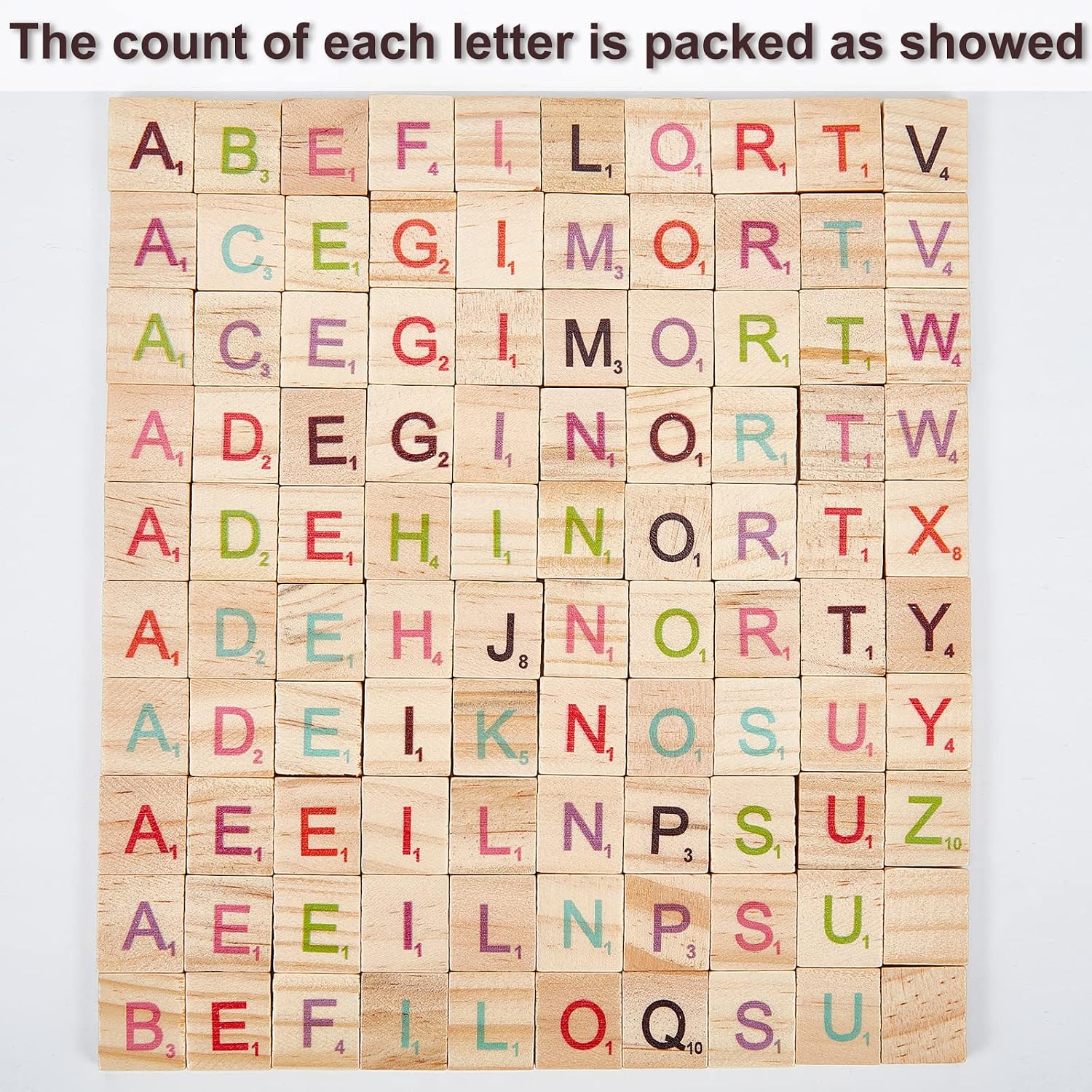 OLYCRAFT 300Pcs Colorful Wood Letter Tiles 20x18mm Random Mixed A-Z Capital Letters 5mm Thick Wood Colorful Tile Letters Tile Wooden Pieces for Making Alphabet Coasters and Crossword - Image 5