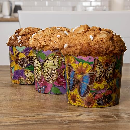 Miniatura 4 de QG Group LOVARE - Molde de papel Panettone grande  12 piezas, 3.14 x 4.33 pulgadas de ancho (3.1 in x 43.3 in)  moldes redondos para hornear de