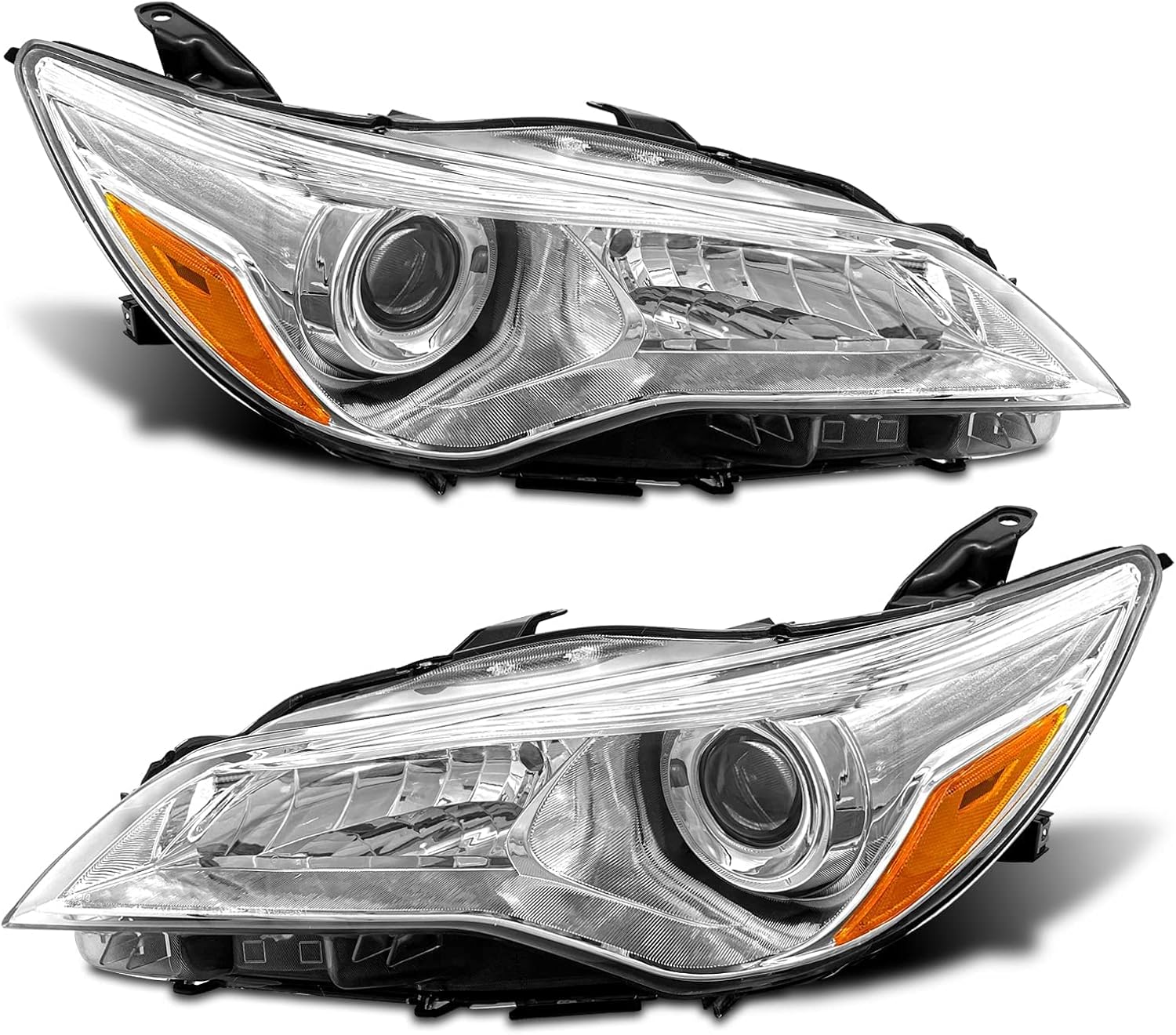 ADCARLIGHTS Headlight Assembly Pair for 2015-2017 Toyota Camry (Chrome Housing)