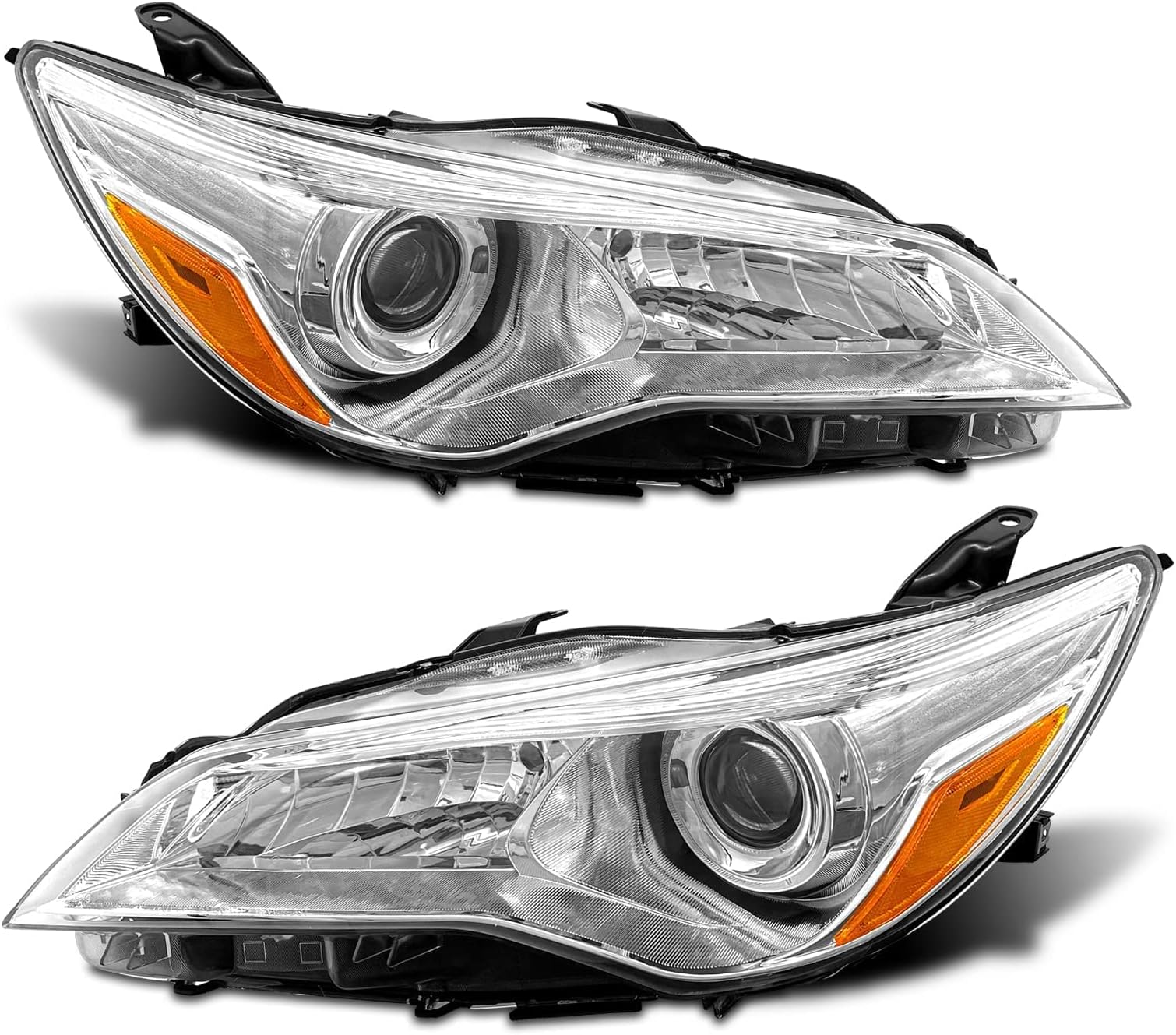 2015 2016 2017 Camry Headlight Assembly Headlights for 2015-2017 Toyota Camry Headlamp Replacement Left and Right - Chrome Housing Pair（W/O Bulbs）
