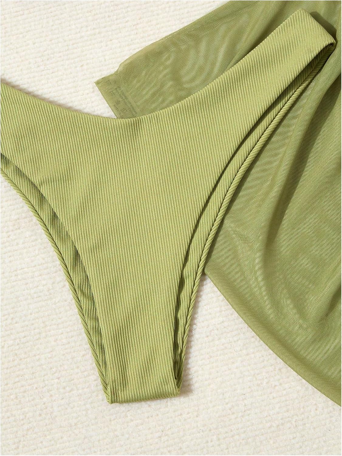 OYOANGLE Women's 3 Piece Ribbed Cheeky Bikini Set Underwire Triangle Swimsuit with Cover Up Skirt