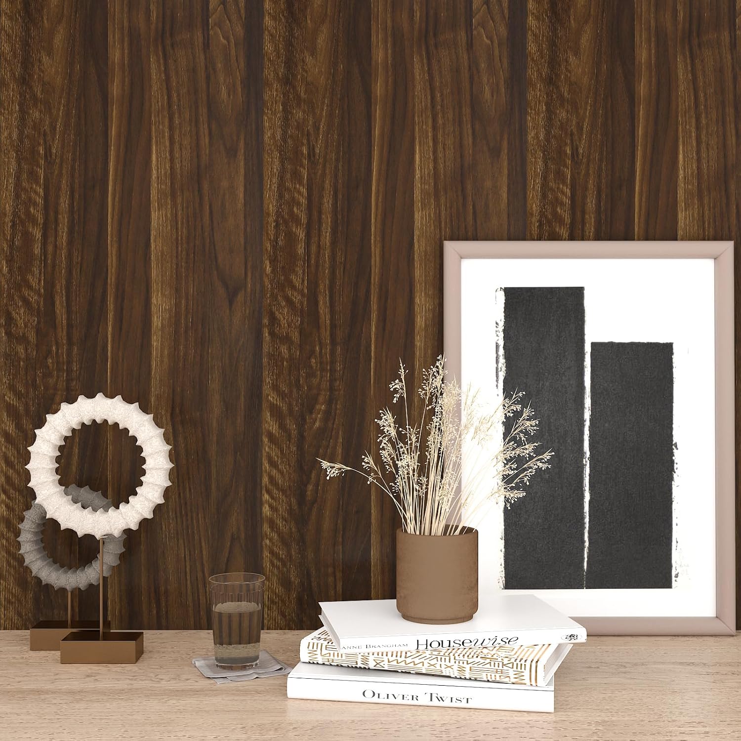 Rustic Walnut Wood Contact Paper for Countertops Waterproof Brown Wood Wallpaper Peel and Stick Natural Faux Wooden Grain Vinyl Wrap for Cabinets Table Removable Brown Wall Paper 15.7"x472"