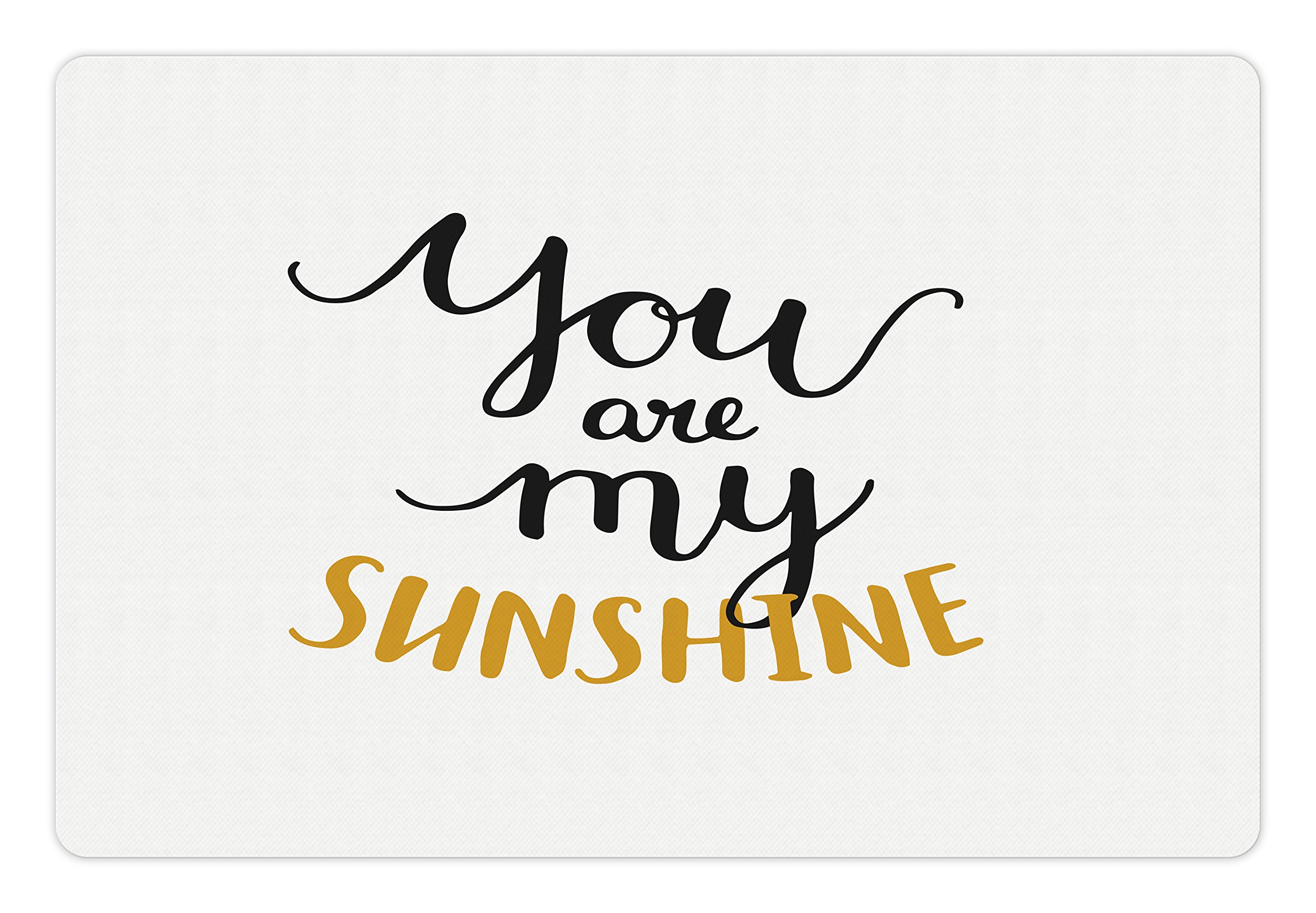 AmbesonneSaying Pet Mat for Food and Water, Big Font Classical Romantic Partners Phrase Soul Mates Theme Calligraphy Image, Rectangle Non-Slip Rubber Mat for Dogs and Cats, Mustard Black