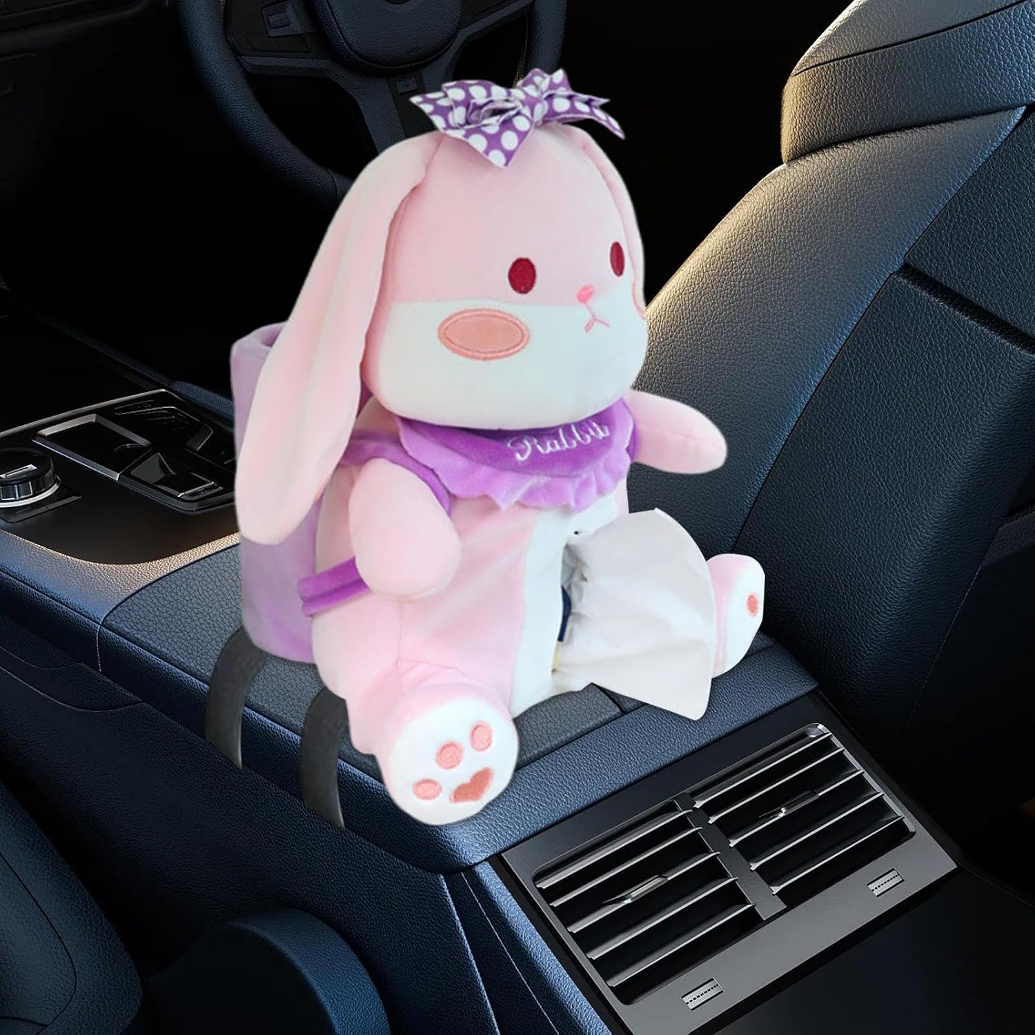 Car Tissue Holder - 12.2inch Plush Animal Trash Can and Tissue Dispenser 2-in-1 for Auto, Truck, SUV, RV, Kids and Adults with Cute Armrest Decor for Travel, Road Trips, Birthday image 3