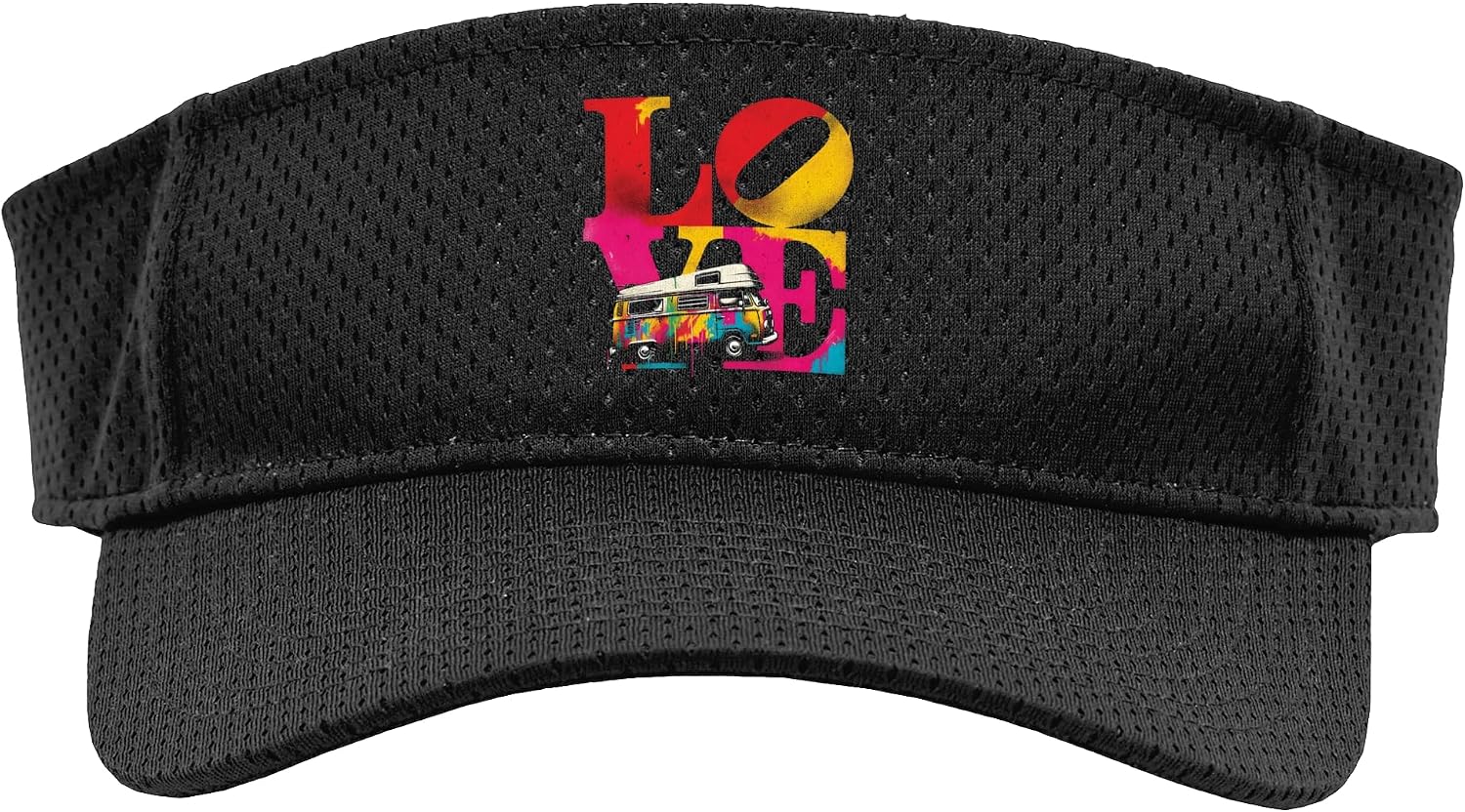 Love Camper Van - Vintage Colorful Camping Wildlife Lover Sport Sun Visor