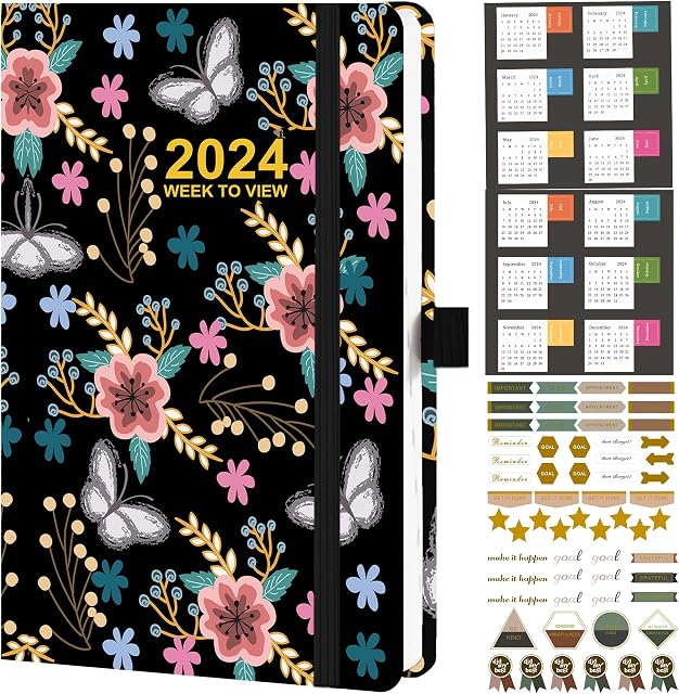 Nitukany Diary 2024 Week to View A5 Runs from January 2024 to December 2024, Faux Leather Hard Cover Weekly Diary for School Business & Office 5.7''x8.3''