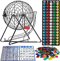 Vista 10 de MR CHIPS Juego de bingo profesional de 11 pulgadas de alto con jaula de acero, bolas eternas de 7/8 pulgadas, tablero maestro para bolas