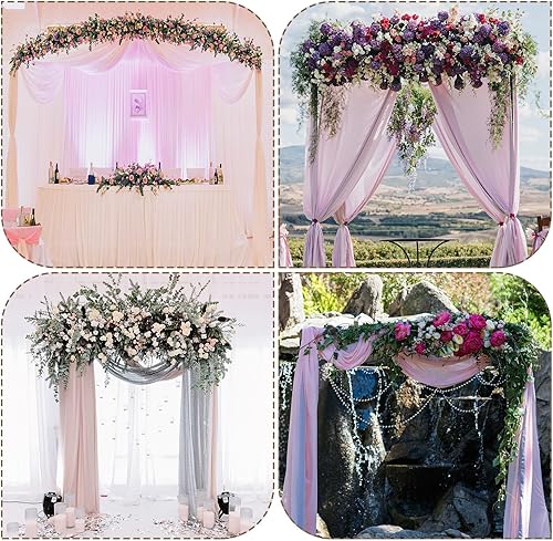 Miniatura 5 de MECCANIXITY Cortina de arco de boda, 9.8 x 4.9 pies, tela de gasa negra, paneles de cortina para decoración de boda, ceremonia, recepción, paquete