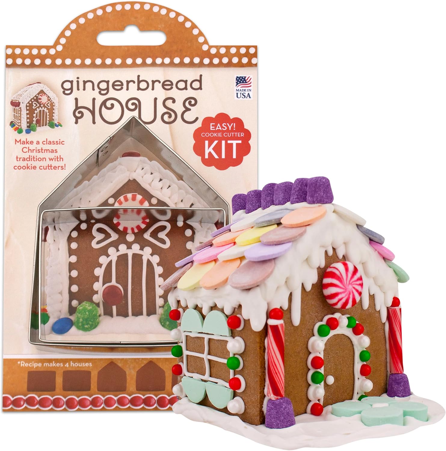 Ann Clark Mini Gingerbread House Cookie Cutter Set of 2, Made in USA | Includes Recipe Card, Makes 4.5" Tall Gingerbread House, America's Largest Cookie Cutter Maker, Food-Safe American Steel