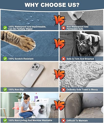 Miniatura 4 de Beacon Pet Funda de sofá para perro de 3 plazas, funda impermeable para sofá en forma de L (azul marino, 71 x 118 pulgadas)