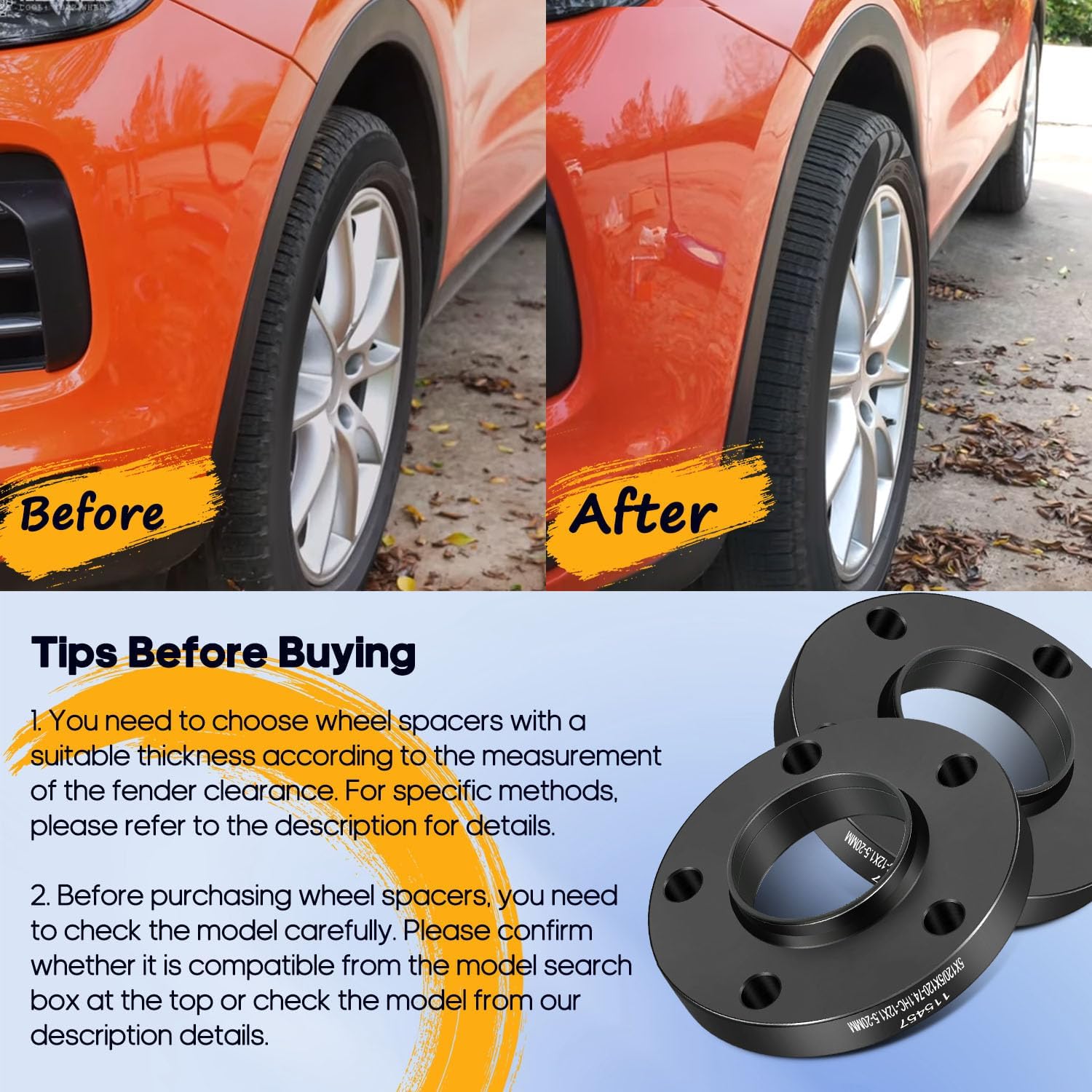 OCPTY 5x120mm to 5x120mm Wheel Spacers 20mm 5 Lug Hub-Centric spacers with 12x1.5 Studs fit for 1996-2003 525i 4PCS