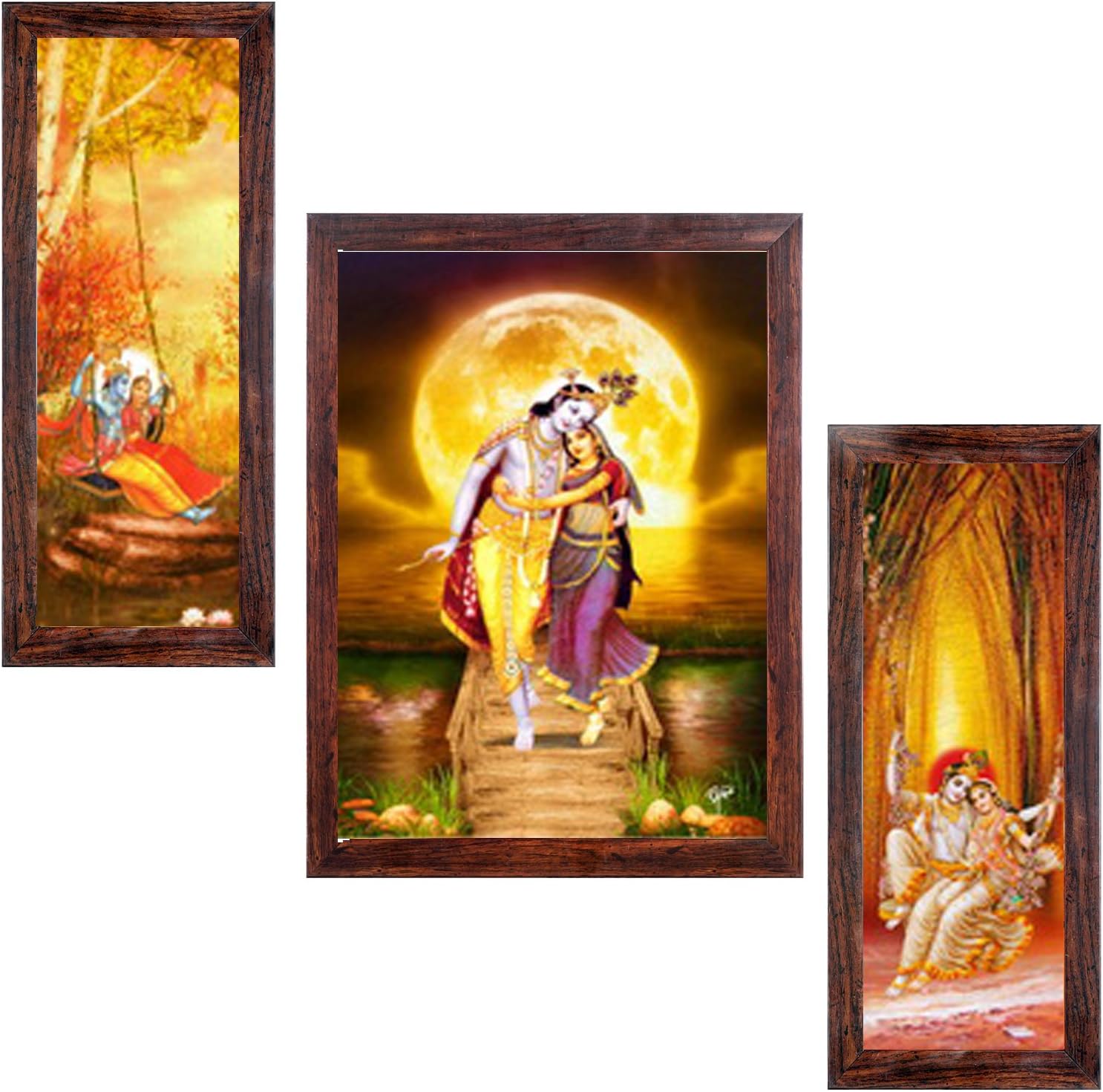 Ray Decor Radha Krishna Painting Set of 3- Wall Decor/Wall Decals/Wall Hangings/Home Decor/Gift Items