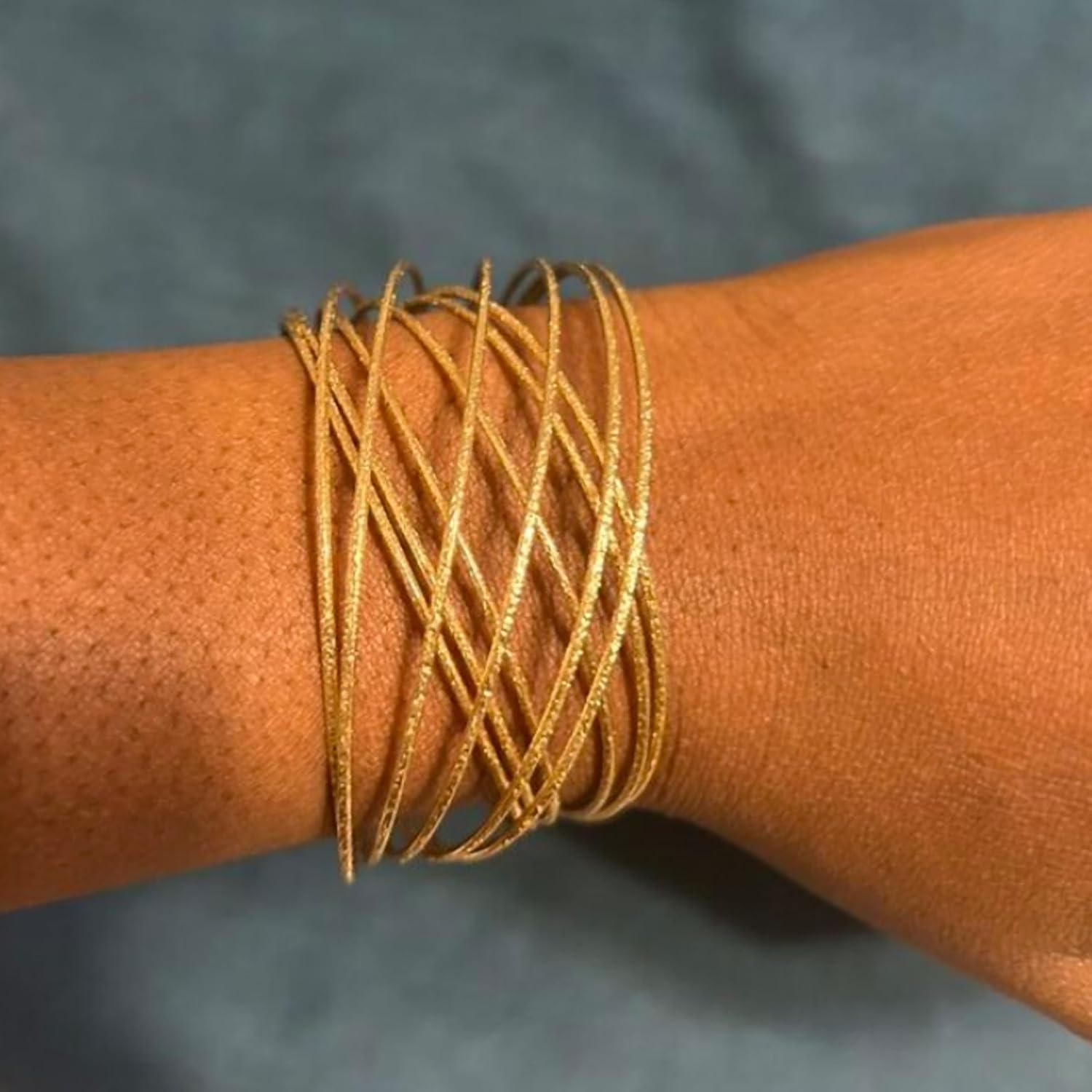 Gold Silver Cuff Bracelets for Women Gold Plated Trendy Multi-layer Open Bangle Layered Dainty Jewelry Greek Goddess Dress Gifts for Birthday Friendship Christmas - Image 3